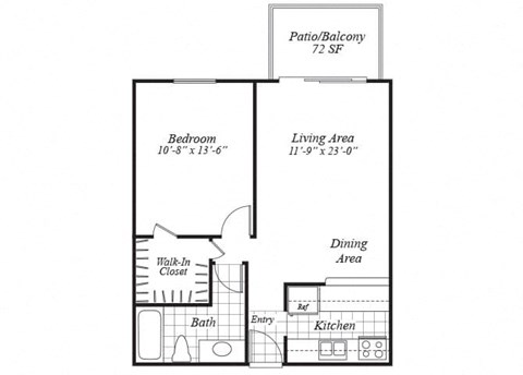 one bedroom floor plan at Turnleaf Apartments